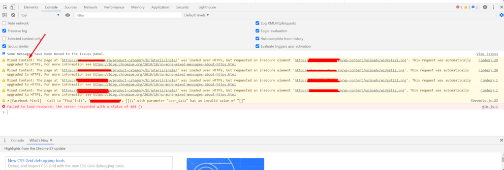 Mixed content afisat pe Chrome
